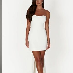 Meshki White Bow Strapless Dress